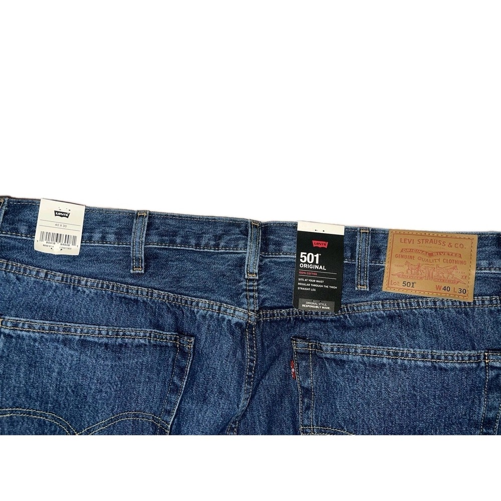 Levis 501 Original Mens Jeans 40x30 Blue Denim Straight Leg NWT Vintage Style